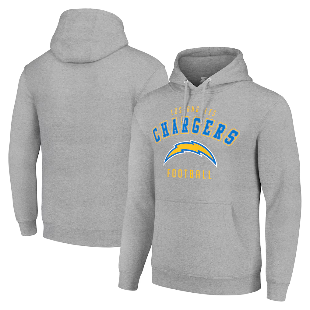 Men's Los Angeles Chargers Grey Pullover Hoodie
